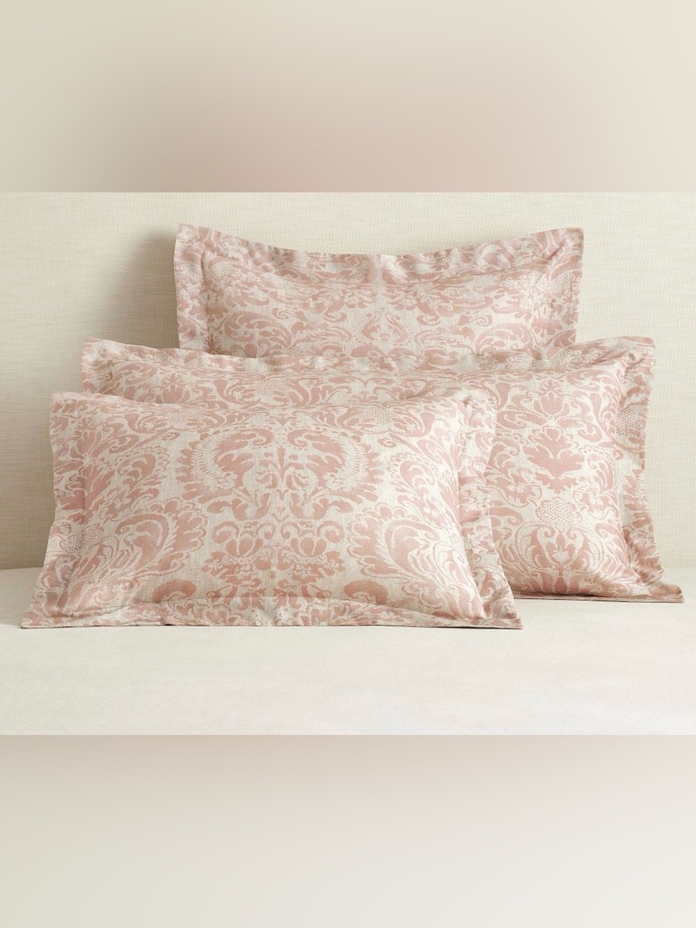 2 Pottery Barn Stella Damask Rosewood Euro Shams NWOT